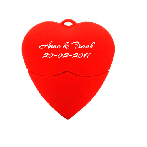 Hart usb stick bedrukken met naam of tekst. 32gb